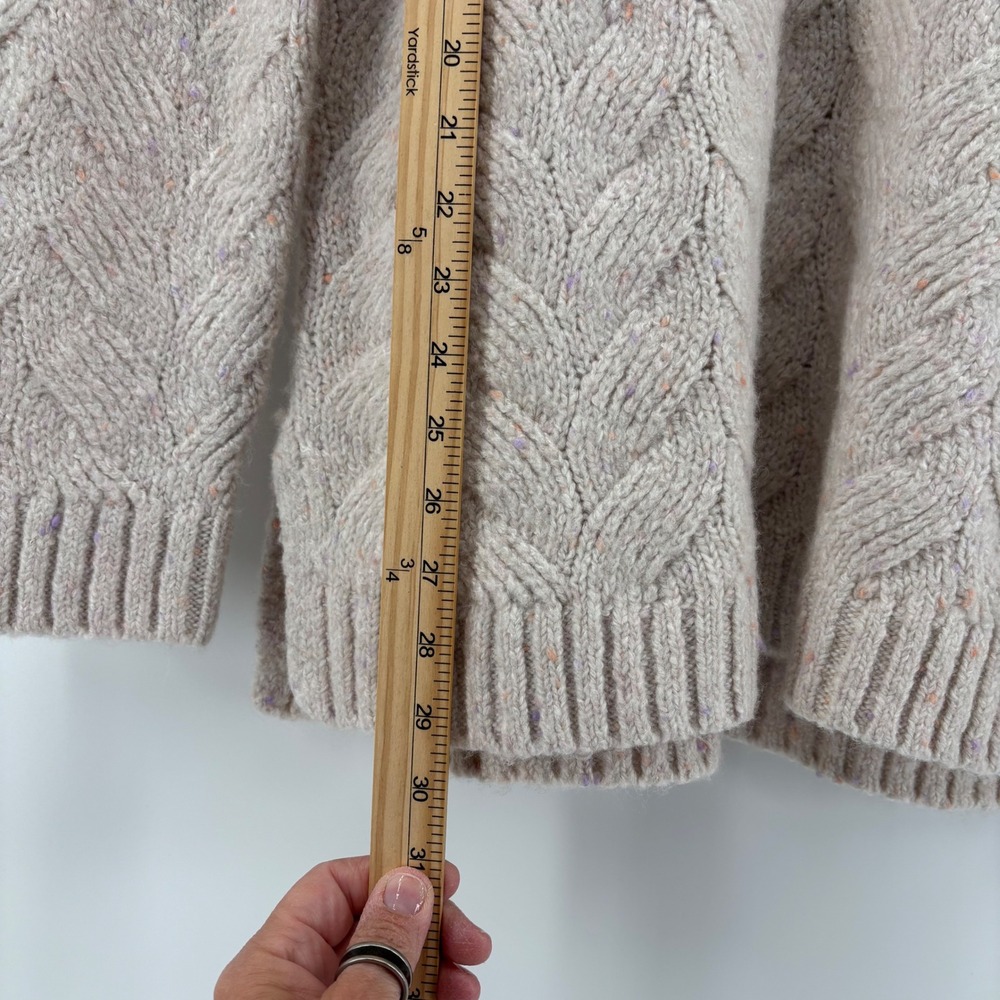 NWT Joie Women Sweater M Beige Cable Knit Mock Neck Tunic Wool Blend Cottagecore - Picture 7 of 10